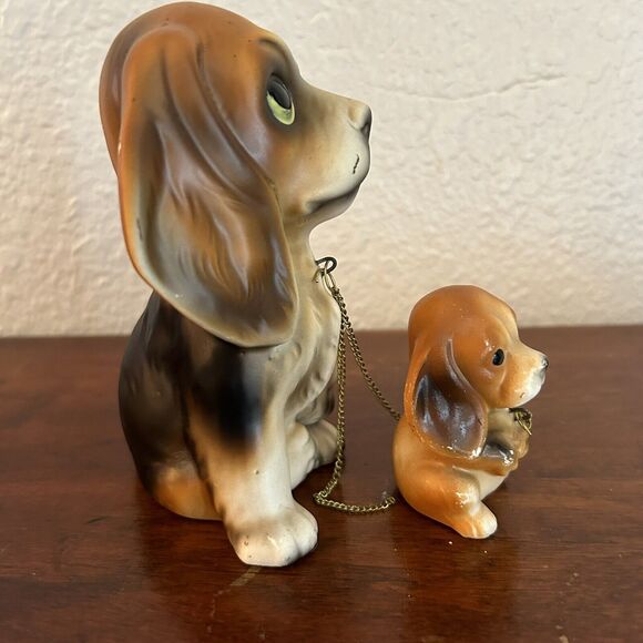 Vtg MCM Big Eyed Cocker Spaniel Dog w Leashed Puppies JAPAN Brinn's Foil Sticker - Picture 4 of 10